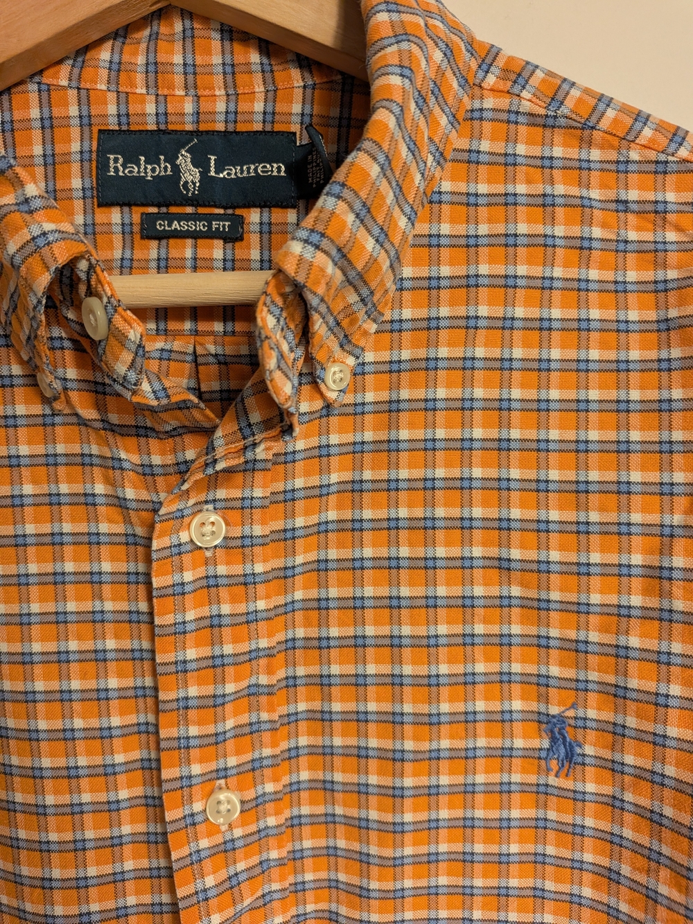 Ralph Lauren Orange and Blue Plaid Button-Down Shirt - Men's Large